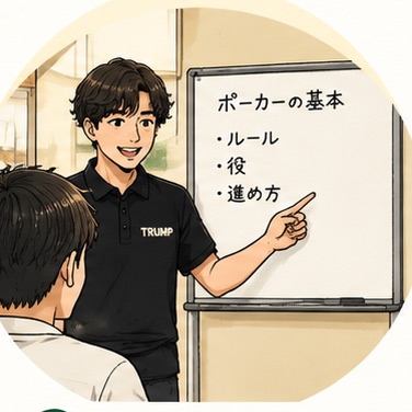 ホワイトボードを使ってルールを説明するスタッフ