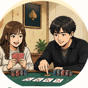 カードとチップを使って練習するお客さま